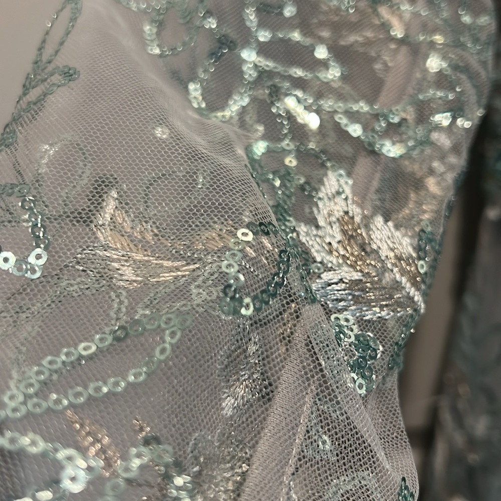 Stunning! 🤩 Macduggal Sz 0 embellished illusion long sleeve A line dress NWT - Picture 7 of 10